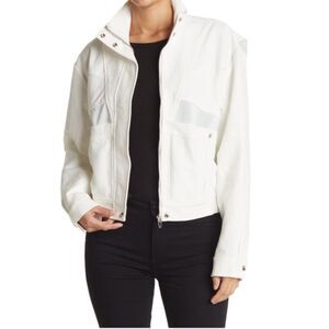 Blank NYC So Icy White Crepe Bomber Jacket Size M